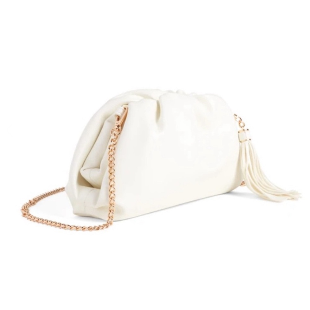 Understated Leather Shoulder Bag White Vegan Leather NEW - Picture 2 of 7